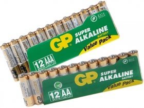 GP AA/12 kpl + AAA/12 kpl paristoa