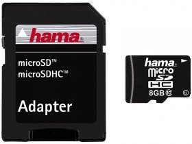 Muistikortti HAMA MicroSDHC 8GB + adapteri Class 10